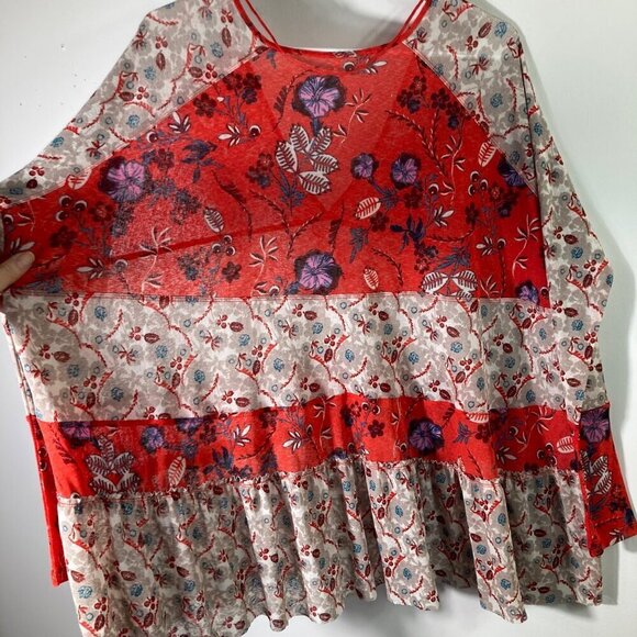 Womens Free People Isabella Oversized V Neck Boho Tunic Top Floral XS - Picture 4 of 7